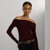 Laurèn Cotton-blend Off-the-shoulder Top In Purple