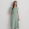 Laurèn Cotton-blend Polo Dress In Green