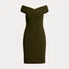 Laurèn Crepe Off-the-shoulder Cocktail Dress In Green