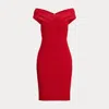 Laurèn Crepe Off-the-shoulder Cocktail Dress In Red