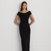Laurèn Crepe Off-the-shoulder Gown In Black