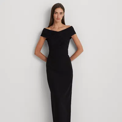 Laurèn Crepe Off-the-shoulder Gown In Black
