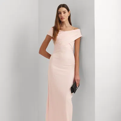 Laurèn Crepe Off-the-shoulder Gown In Pink