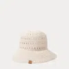 Laurèn Crocheted Straw Bucket Hat In White