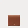 Laurèn Crosshatch Leather Compact Wallet In Brown