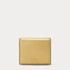 Laurèn Crosshatch Leather Compact Wallet In Gold