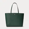 Laurèn Crosshatch Leather Large Karly Tote In Green