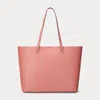 Laurèn Crosshatch Leather Large Karly Tote In Pink