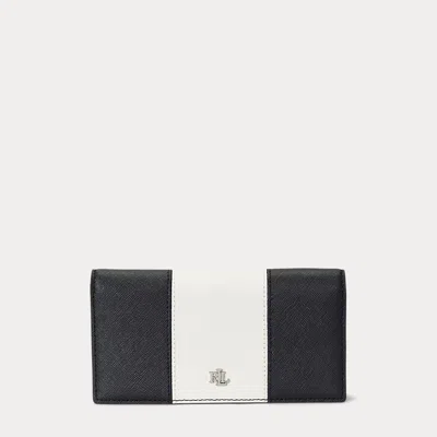 Laurèn Crosshatch Leather Slim Wallet In Black