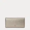 Laurèn Crosshatch Leather Slim Wallet In Grey