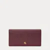 Laurèn Crosshatch Leather Slim Wallet In Burgundy