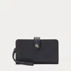 Laurèn Crosshatch Leather Tech Wristlet In Black