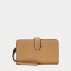 Laurèn Crosshatch Leather Tech Wristlet In Brown
