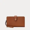 Laurèn Crosshatch Leather Tech Wristlet In Brown