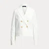 Laurèn Double-breasted Canvas Cropped Blazer In White