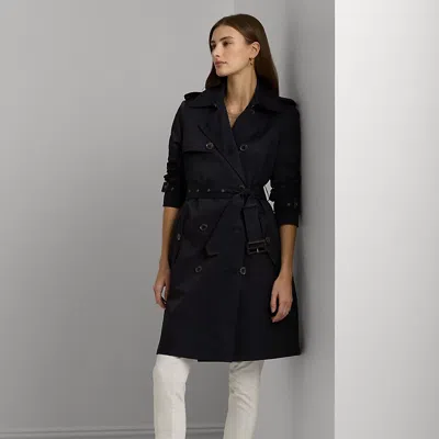 Laurèn Double-breasted Cotton-blend Trench Coat In Black
