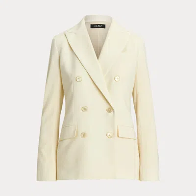 Laurèn Double-breasted Wool Crepe Blazer In Neutral