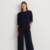 Laurèn Double-faced Georgette Wide-leg Trouser In Blue