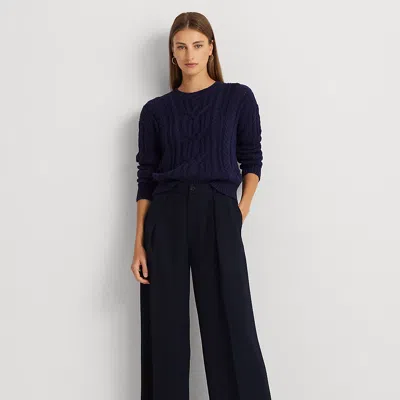 Laurèn Double-faced Georgette Wide-leg Trouser In Blue