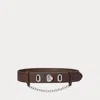 Laurèn Flip-lock Leather Wide Belt In Brown