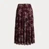 Laurèn Floral Crinkle Georgette Tiered Skirt In Brown