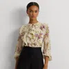 Laurèn Floral Ruffle-trim Georgette Blouse In Multi