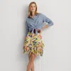 Laurèn Floral Ruffle-trim Georgette Skirt In Multi