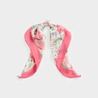 Laurèn Floral Silk Crepe De Chine Square Scarf In Pink