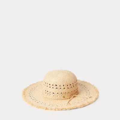 Laurèn Fringe-trim Raffia Sun Hat In Brown