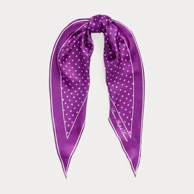 Laurèn Geo-print Silk Twill Diamond Scarf In Purple