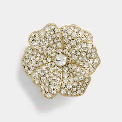Laurèn Gold-tone Pave Flower Pin
