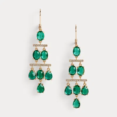 Laurèn Gold-tone Stone Chandelier Earrings In Green