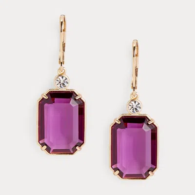 Laurèn Gold-tone Stone Drop Earrings In Purple