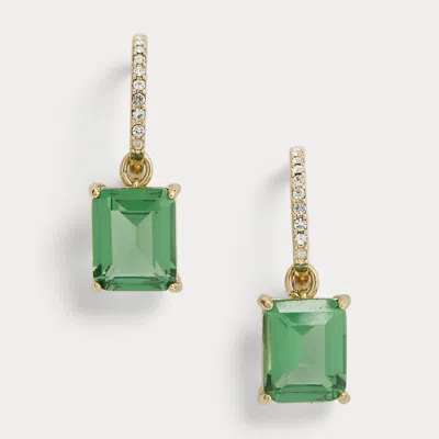 Laurèn Gold-tone Stone Huggie Drop Earrings In Green