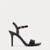Laurèn Gwen Burnished Leather Sandal In Black