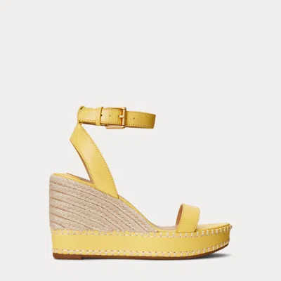 Laurèn Hilarie Nappa Leather Espadrille In Yellow