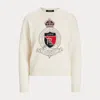 Laurèn Intarsia-knit Crest Cotton Jumper In Cream