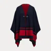 Laurèn Intarsia-knit Two-tone Poncho In Blue
