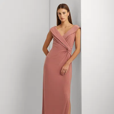 Laurèn Jersey Off-the-shoulder Gown In Pink