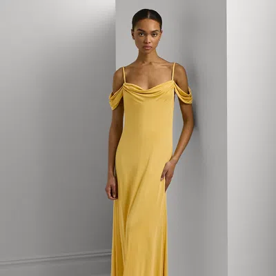 Laurèn Jersey Off-the-shoulder Gown In Yellow
