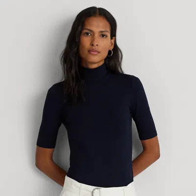 Laurèn Jersey Roll Neck Top In Black
