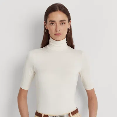 Laurèn Jersey Roll Neck Top In Cream