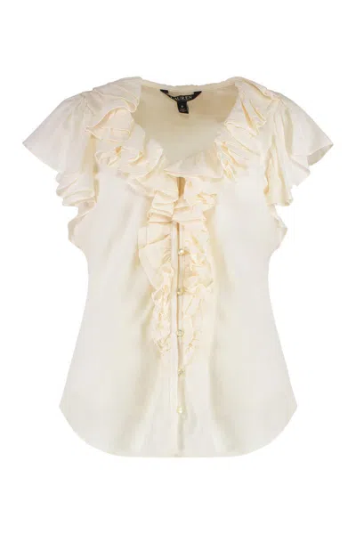 Laurèn Lauren Cotton Blend Blouse In Green