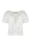 Laurèn Lauren Embroidered Cotton Blouse In White