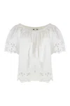 Laurèn Lauren Embroidered Cotton Blouse In White