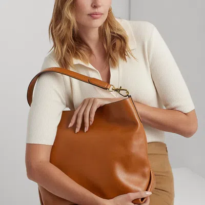 Laurèn Leather Large Kassie Shoulder Bag In Brown