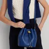 Laurèn Leather Medium Andie Drawstring Bag In Blue