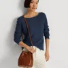 Laurèn Leather Medium Andie Drawstring Bag In Tan