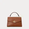 Laurèn Leather Small Farrah Satchel In Brown