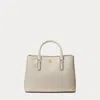 Laurèn Leather Small Marcy Satchel In Neutral